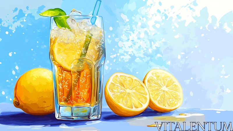 Citrus Refreshment with Ice and Lime Garnish.