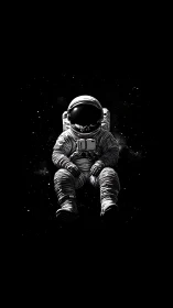 Drifting Astronaut Adrift in Ink-Black Cosmic Silence.