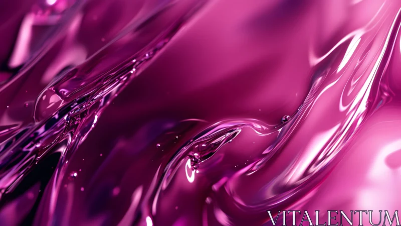 Glossy Abstract Pink Liquid Swirl with Reflective Highlights.