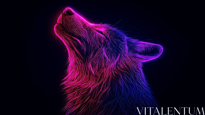 Neon wolf lifts its glowing howl into the electric night sky