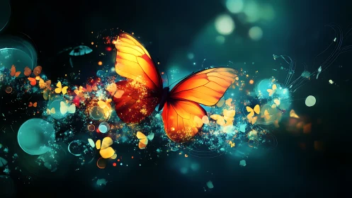 Glowing butterfly river drifting through midnight color dreams.