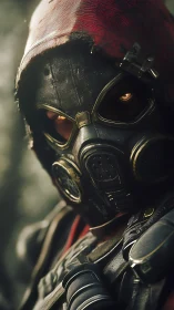 Cinematic cyberpunk ranger portrait with tactical respirator gear.