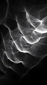 Layered white light filaments on dark abstract background.