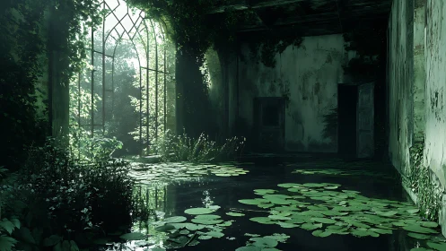 Sunken greenhouse room lets lilies rehearse their quiet opera