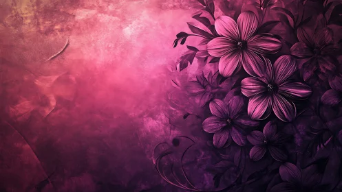 Elegant Pink Flowers Blooming in Dreamy Mist