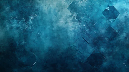 Textured blue abstract background with faint geometric forms.