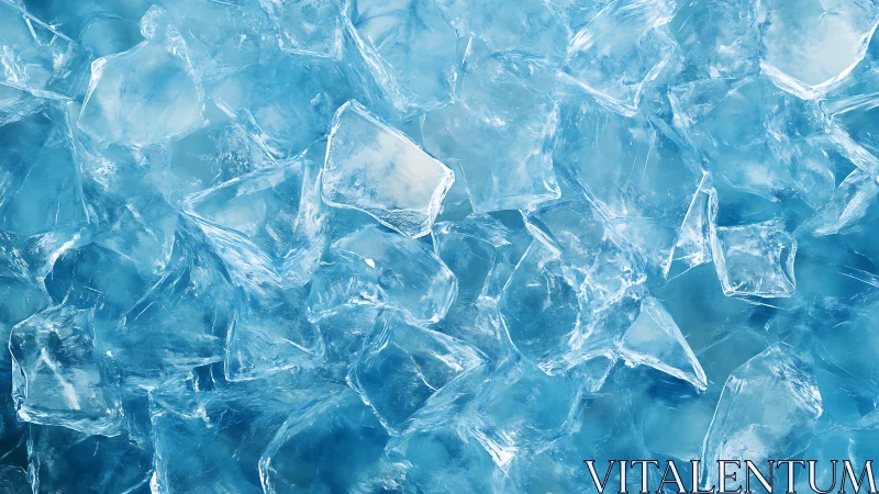 Shattered sky-blue glaciers mingle in a crystalline tumble