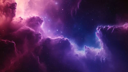 Dreamy cosmic nebula glowing in violet and rose light.