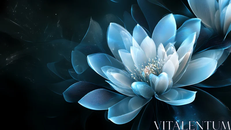 Translucent blue lotus rendered with volumetric light scattering
