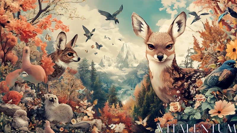 Cinematic fawn portrait anchors a hyper-detailed autumn habitat