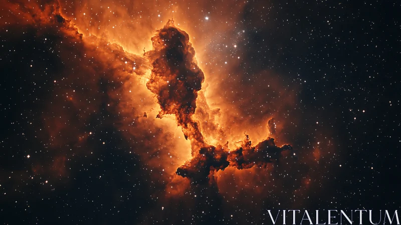 Ionized hydrogen emission nebula with dense dark dust pillar