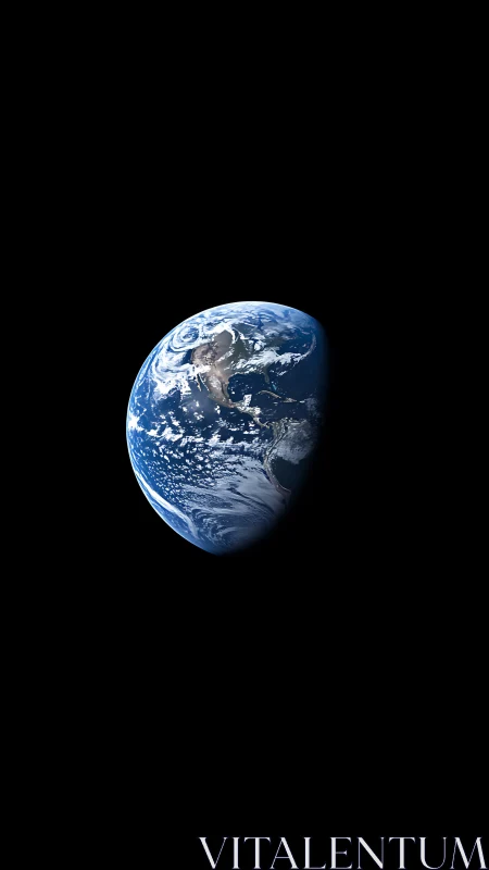 Orbital perspective of sunlit Earth with limb shadow transition.