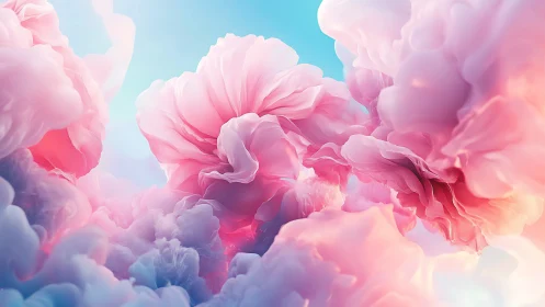 Cotton candy blooms drifting through a dreamy sky ballet.