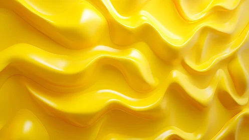 Glossy Yellow Abstract Waves in Modern Digital Art Style.