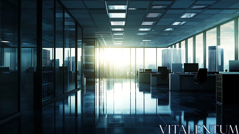 Luminous Corporate Sanctuary: Glass Tower's Glowing Heart.