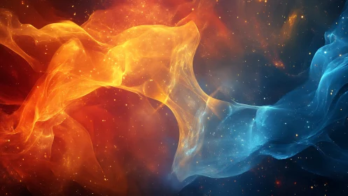 Fire and Ice Collision: Cosmic Duality in Energy Flow.