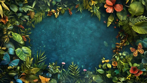 Emerald jungle frame cradling a secret teal story space.