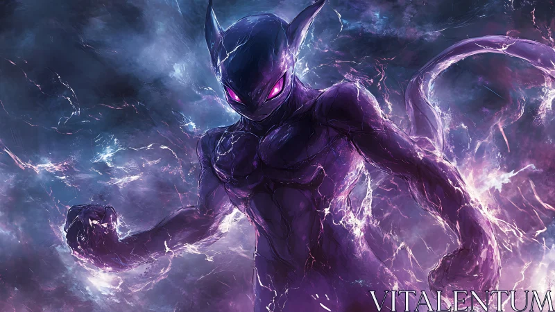 Psionic mutant entity in turbulent violet energy continuum.