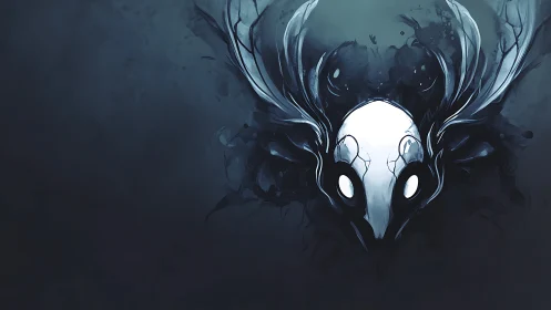 Stark white skull spirit emerges from swirling blue void.