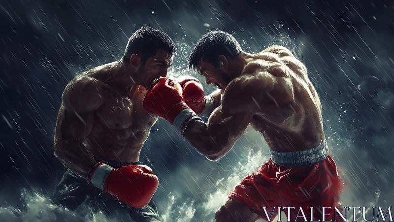 Two Fighters in the Rain: An Epic Boxing Moment.