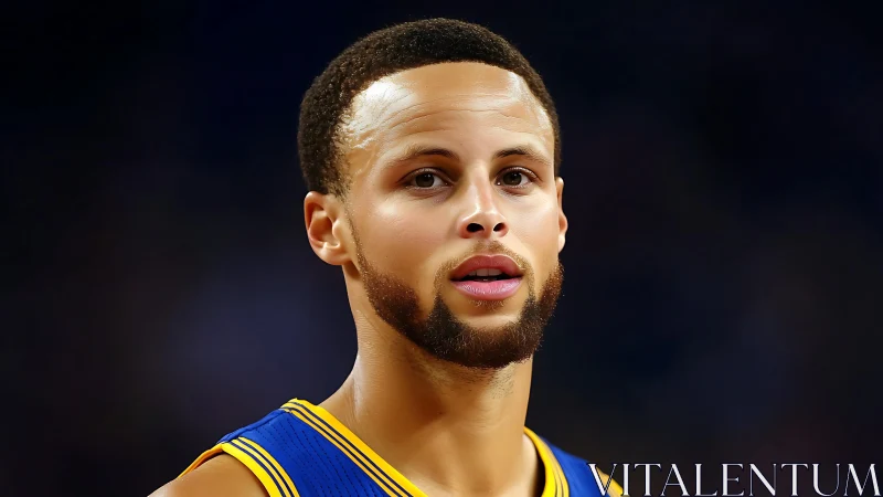 Basketball guard portrait under arena lights in sharp focus