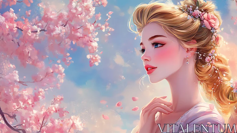 Blossom-kissed daydream paints a serene springtime muse