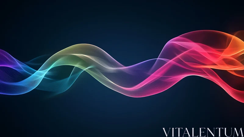 Multicolored translucent waveform arcs across dark gradient field