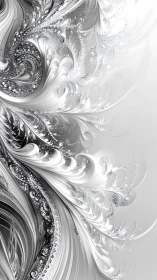 Monochrome fractal structure forms layered swirling contours