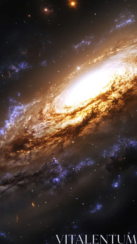 Luminous spiral galaxy arcs through deep cosmic dust field