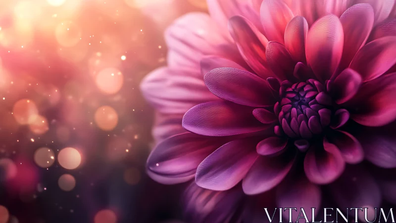 Pink dahlia bloom rendered with depth of field and bokeh background