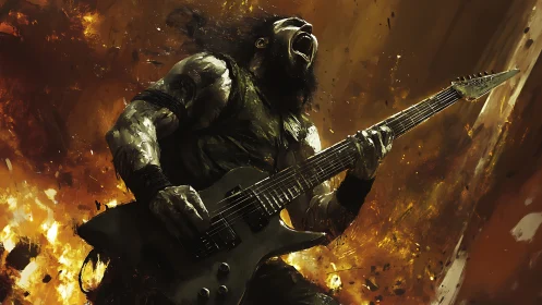 Firestorm guitar solo erupting in electric passion.