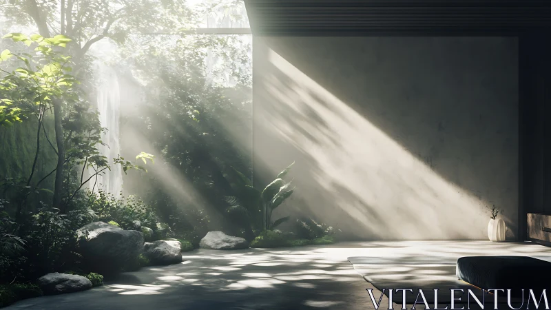 Sunlit indoor garden corner inviting quiet, peaceful moments.