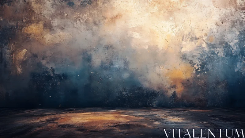 Weathered twilight wall and floor in moody urban hush.