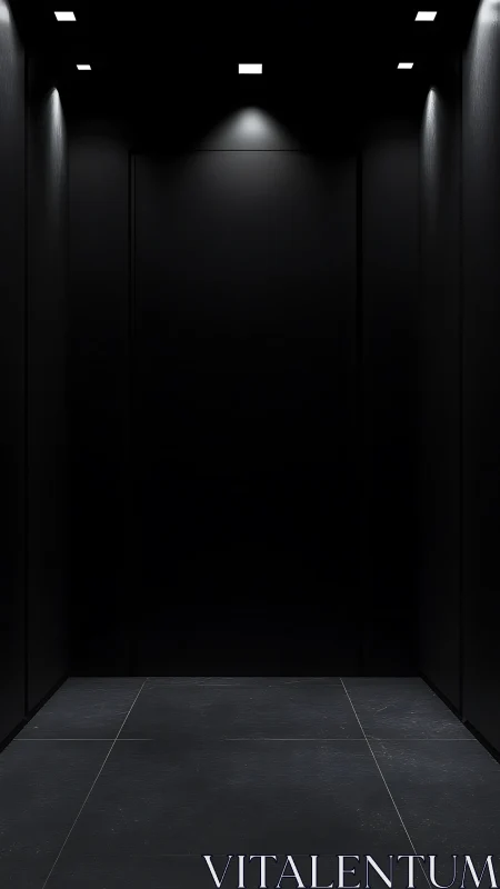 Dark corridor interior uses recessed ceiling spot lighting