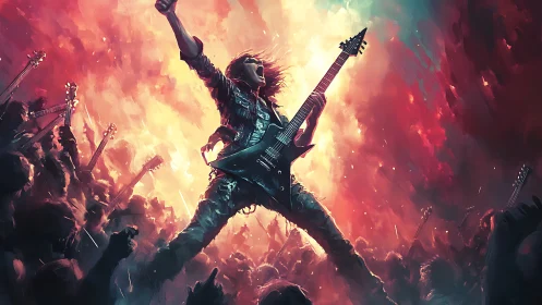 Roaring rock guitarist commands a blazing, electric crowd