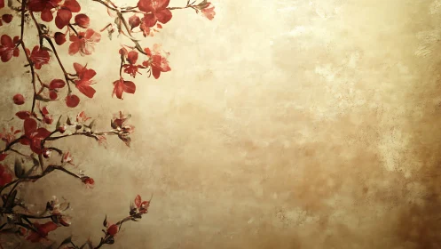 Vintage Floral Composition with Crimson Branches.