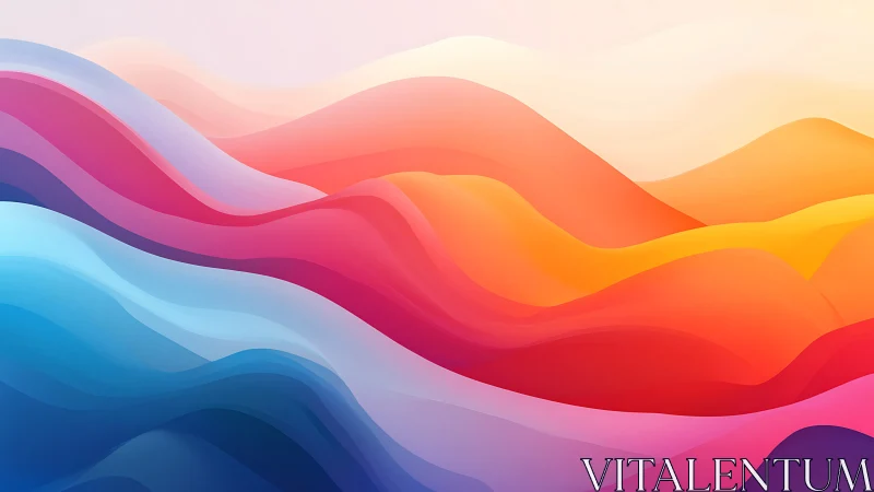 Layered chromatic waveforms in gradient abstract landscape.