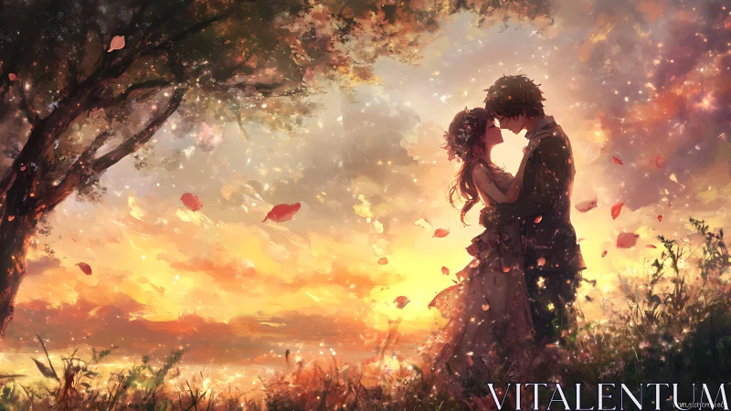 Sunset Romance Under the Ancient Tree