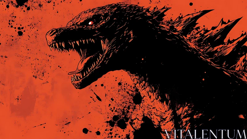 Silhouetted reptilian creature profile on high-contrast field