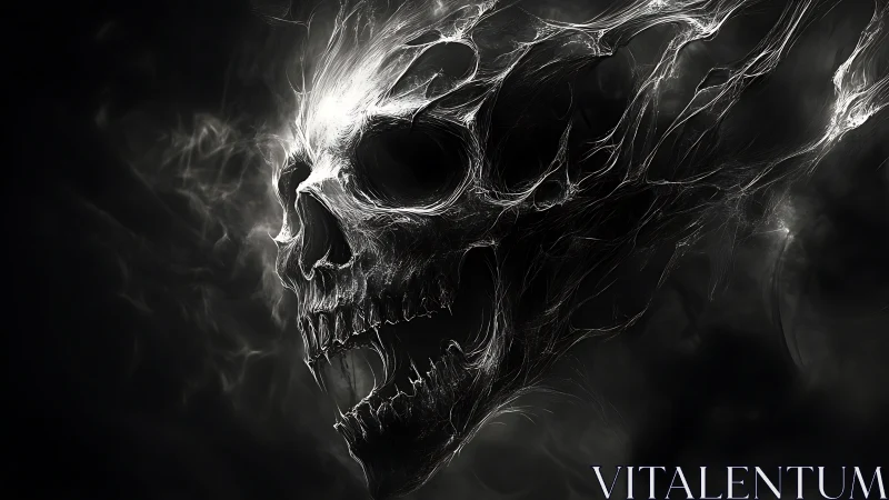 Spectral Skull Study in Monochrome Digital Abstraction.