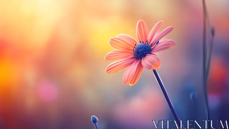 Digital flower rendering with gradient background and shallow depth of field