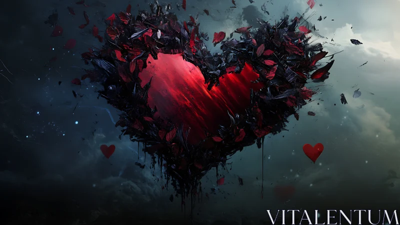 Fragmented Heart Sphere with Volumetric Lighting and Particle Explosion