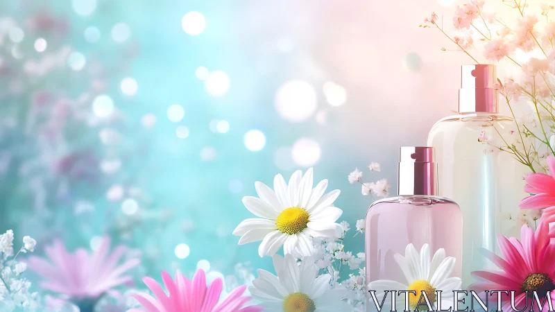 Floral Perfume Campaign with Daisy Botanical Elements.
