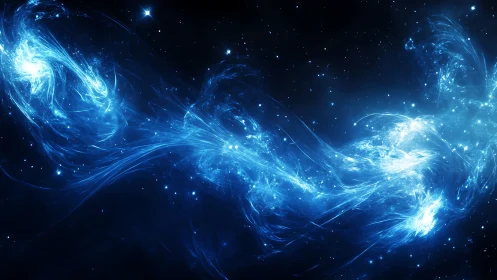 Cosmic blue currents dance gently across the quiet stars