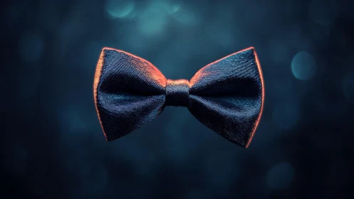 Midnight blue bow tie glowing softly in dreamy light.