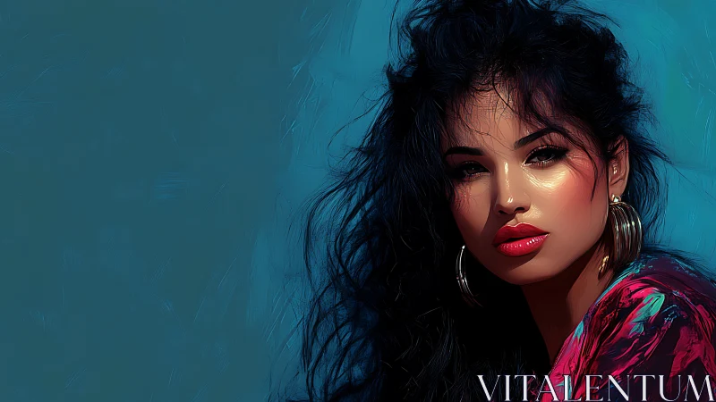 Warm portrait of a thoughtful woman in glowing teal light.