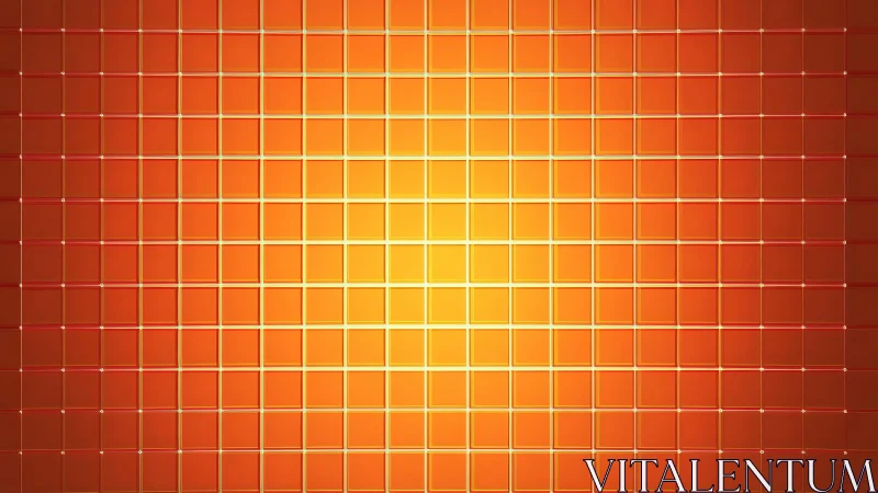 Radial-lit orange grid with symmetric square tile array structure