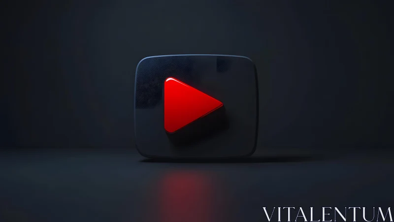 3D YouTube Play Button Icon on a Dark Minimalist Background.