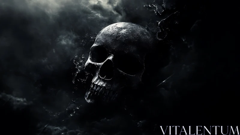 Cranial structure emerging through turbulent volumetric darkness.