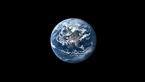 Earth on black background viewed from outer space. Period.